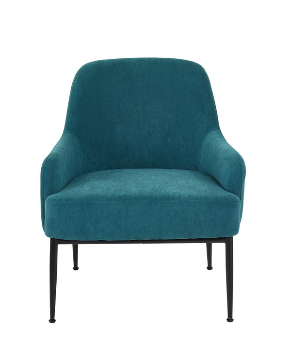 English Elm Greenish Blue Velvet Armchair with Matte Black Legs for Modern Living Spaces B2735P507340