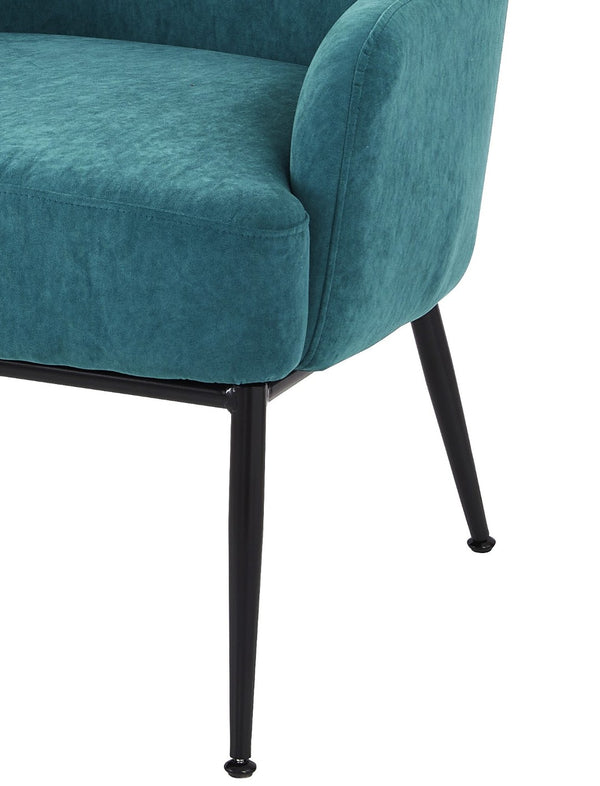 English Elm Greenish Blue Velvet Armchair with Matte Black Legs for Modern Living Spaces B2735P507340