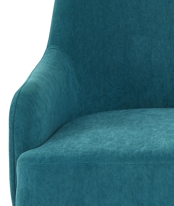 English Elm Greenish Blue Velvet Armchair with Matte Black Legs for Modern Living Spaces B2735P507340