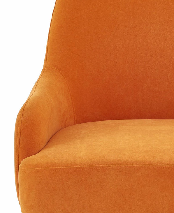 English Elm Red Orange Velvet Accent Chair Modern Upholstered Seat with Matte Black Metal Legs B2735P507341