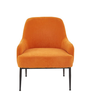 English Elm Red Orange Velvet Accent Chair Modern Upholstered Seat with Matte Black Metal Legs B2735P507341