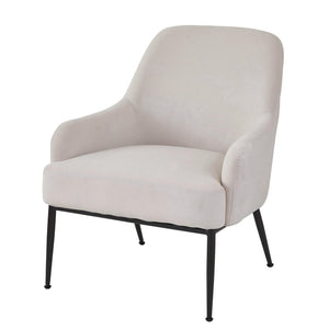 English Elm Beige Velvet Accent Chair Wide Back Foam Cushion Black Metal Legs Modern Living Room B2735P507342