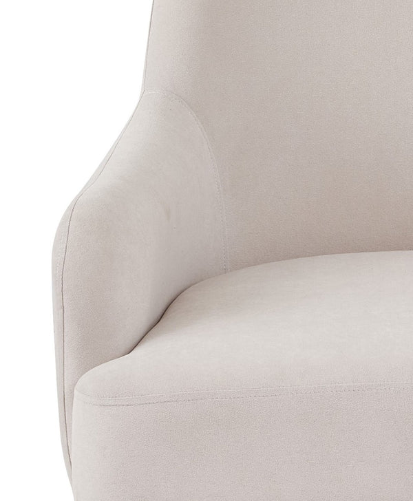 English Elm Beige Velvet Accent Chair Wide Back Foam Cushion Black Metal Legs Modern Living Room B2735P507342