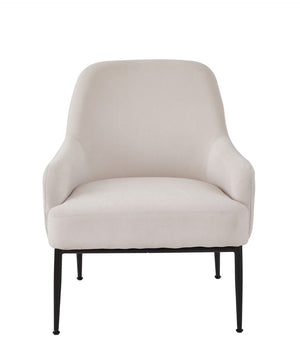 English Elm Beige Velvet Accent Chair Wide Back Foam Cushion Black Metal Legs Modern Living Room B2735P507342