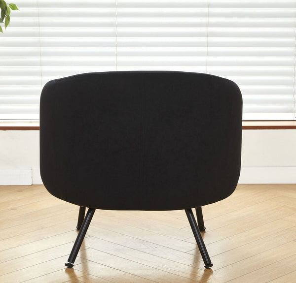 English Elm Mid-century Velvet Barrel Chair with Channel Tufting and Slim Metal Legs for Any Room Black B2735P507380