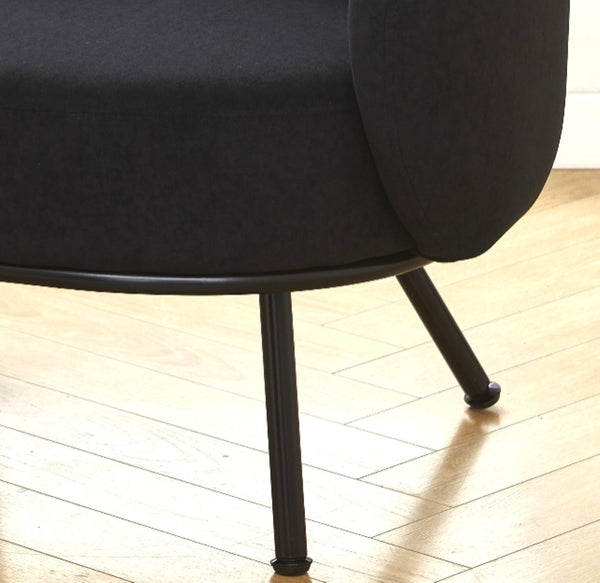 English Elm Mid-century Velvet Barrel Chair with Channel Tufting and Slim Metal Legs for Any Room Black B2735P507380