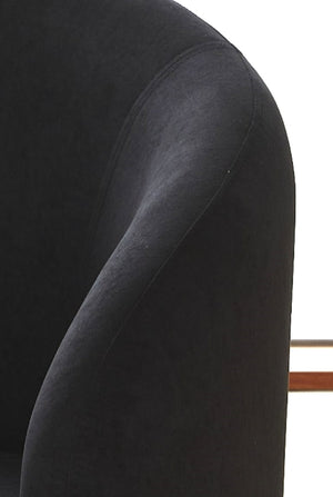 English Elm Mid-century Velvet Barrel Chair with Channel Tufting and Slim Metal Legs for Any Room Black B2735P507380