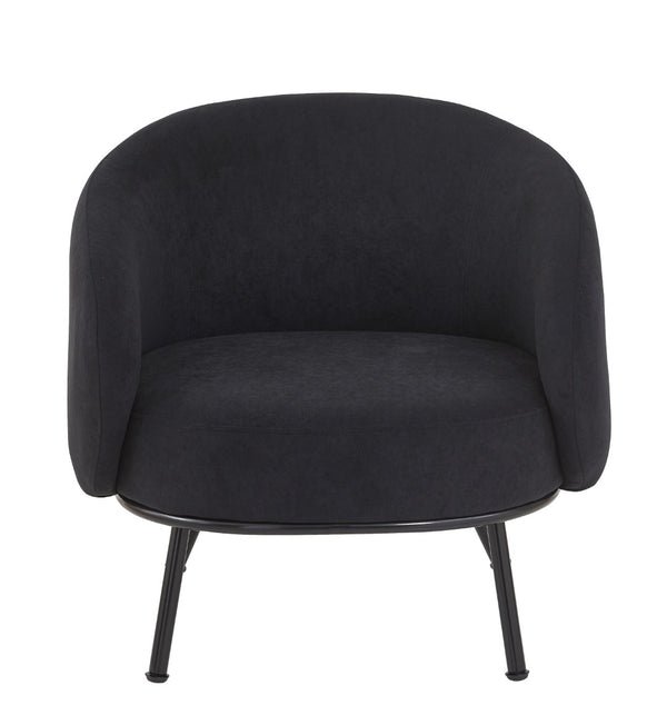 English Elm Mid-century Velvet Barrel Chair with Channel Tufting and Slim Metal Legs for Any Room Black B2735P507380