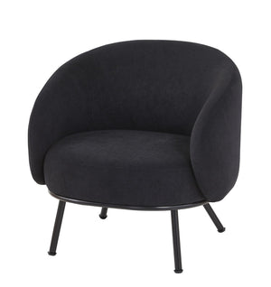 English Elm Mid-century Velvet Barrel Chair with Channel Tufting and Slim Metal Legs for Any Room Black B2735P507380