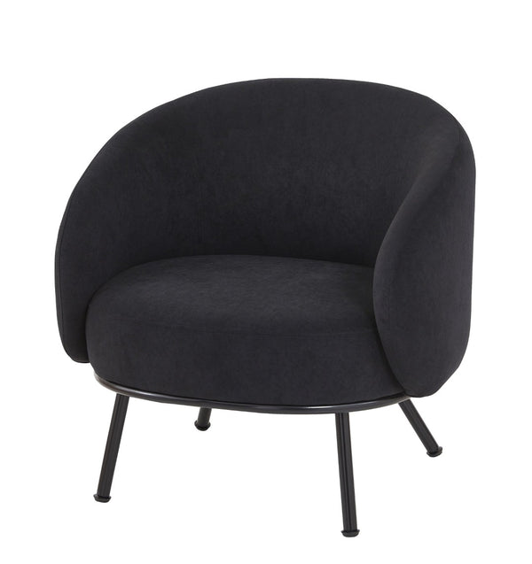 English Elm Mid-century Velvet Barrel Chair with Channel Tufting and Slim Metal Legs for Any Room Black B2735P507380