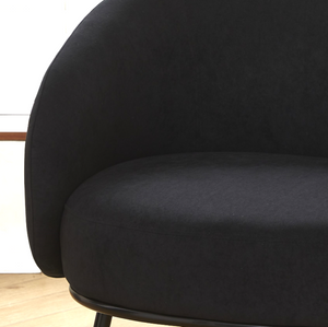 English Elm Mid-century Velvet Barrel Chair with Channel Tufting and Slim Metal Legs for Any Room Black B2735P507380