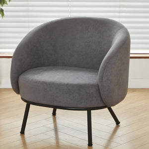 English Elm Mid-century Velvet Barrel Chair with Channel Tufting and Slim Metal Legs for Any Room Gray B2735P507381