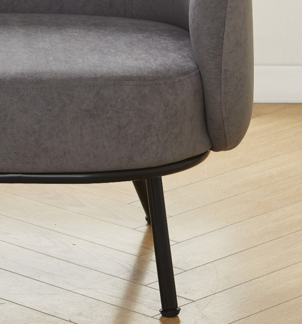 English Elm Mid-century Velvet Barrel Chair with Channel Tufting and Slim Metal Legs for Any Room Gray B2735P507381