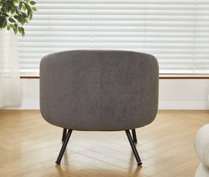English Elm Mid-century Velvet Barrel Chair with Channel Tufting and Slim Metal Legs for Any Room Gray B2735P507381
