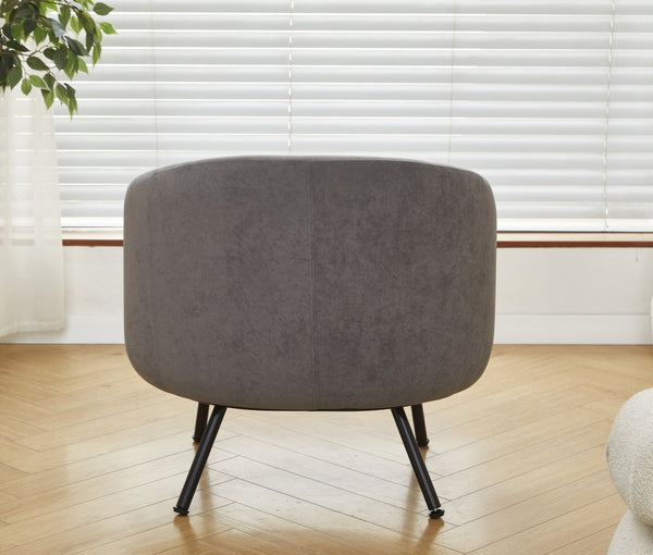 English Elm Mid-century Velvet Barrel Chair with Channel Tufting and Slim Metal Legs for Any Room Gray B2735P507381