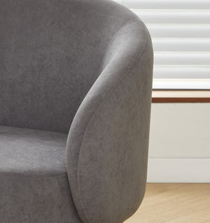 English Elm Mid-century Velvet Barrel Chair with Channel Tufting and Slim Metal Legs for Any Room Gray B2735P507381