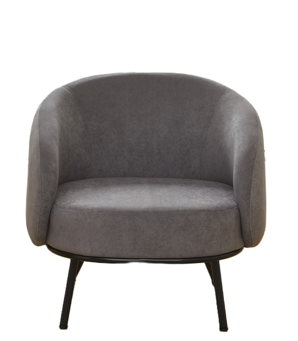 English Elm Mid-century Velvet Barrel Chair with Channel Tufting and Slim Metal Legs for Any Room Gray B2735P507381