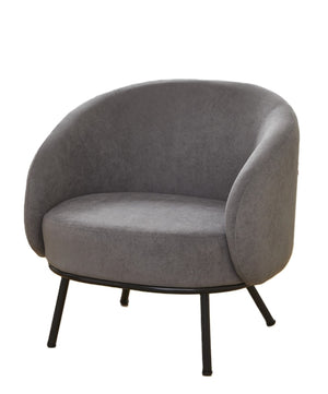 English Elm Mid-century Velvet Barrel Chair with Channel Tufting and Slim Metal Legs for Any Room Gray B2735P507381