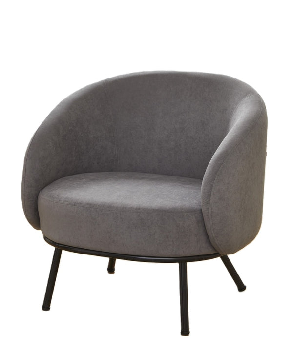 English Elm Mid-century Velvet Barrel Chair with Channel Tufting and Slim Metal Legs for Any Room Gray B2735P507381