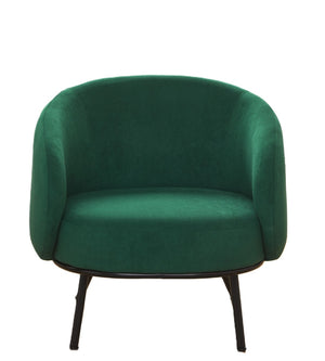 English Elm Mid-century Velvet Barrel Chair with Channel Tufting and Slim Metal Legs for Any Room Green B2735P507382