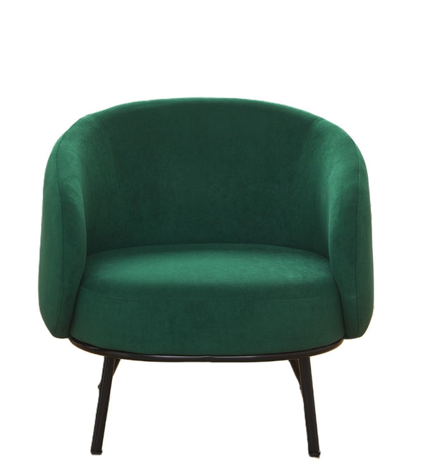 English Elm Mid-century Velvet Barrel Chair with Channel Tufting and Slim Metal Legs for Any Room Green B2735P507382