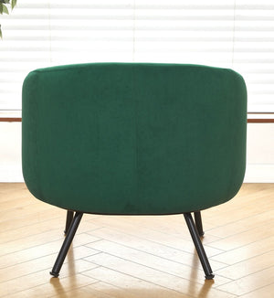 English Elm Mid-century Velvet Barrel Chair with Channel Tufting and Slim Metal Legs for Any Room Green B2735P507382