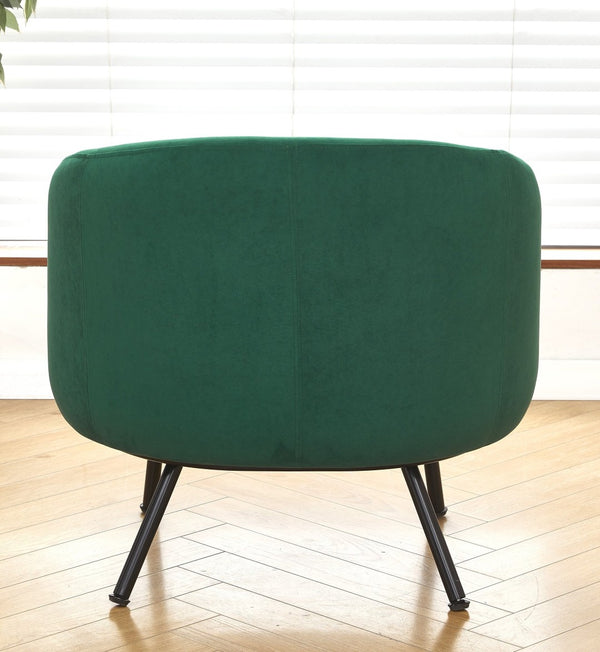 English Elm Mid-century Velvet Barrel Chair with Channel Tufting and Slim Metal Legs for Any Room Green B2735P507382