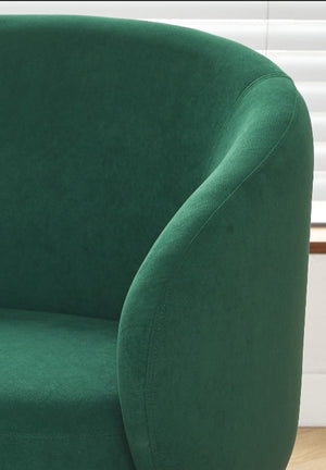 English Elm Mid-century Velvet Barrel Chair with Channel Tufting and Slim Metal Legs for Any Room Green B2735P507382
