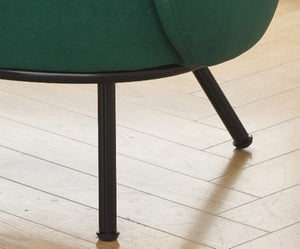 English Elm Mid-century Velvet Barrel Chair with Channel Tufting and Slim Metal Legs for Any Room Green B2735P507382