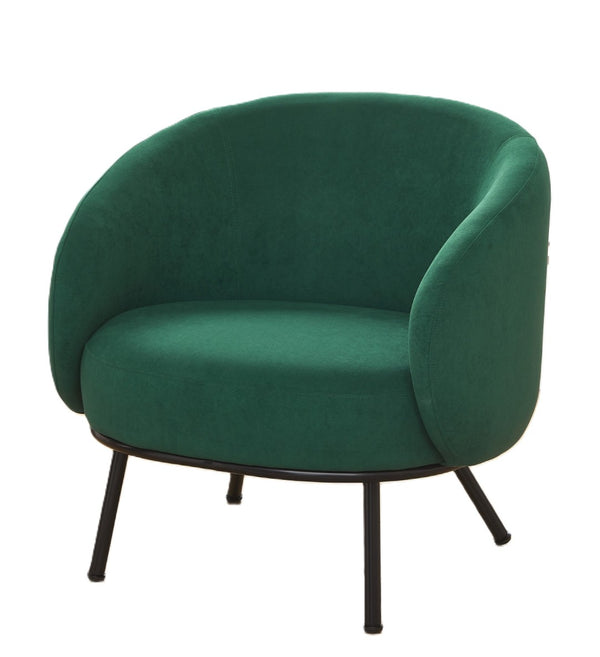 English Elm Mid-century Velvet Barrel Chair with Channel Tufting and Slim Metal Legs for Any Room Green B2735P507382