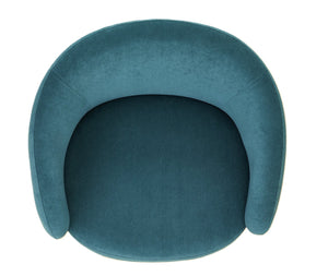 English Elm Mid-century Velvet Barrel Chair with Channel Tufting and Slim Metal Legs for Any Room Antique blue green B2735P507383