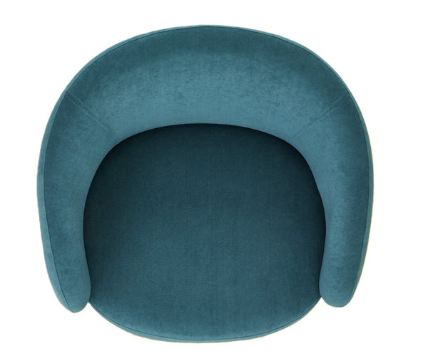 English Elm Mid-century Velvet Barrel Chair with Channel Tufting and Slim Metal Legs for Any Room Antique blue green B2735P507383
