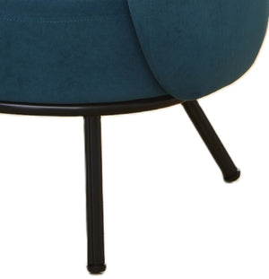 English Elm Mid-century Velvet Barrel Chair with Channel Tufting and Slim Metal Legs for Any Room Antique blue green B2735P507383