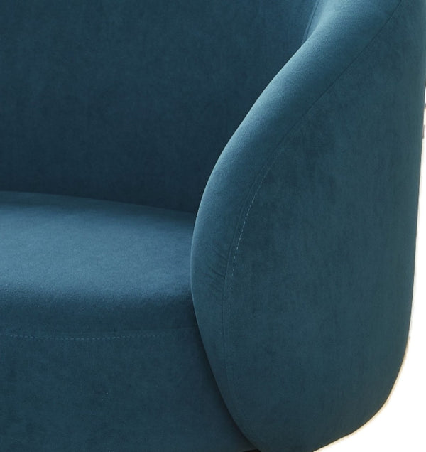 English Elm Mid-century Velvet Barrel Chair with Channel Tufting and Slim Metal Legs for Any Room Antique blue green B2735P507383