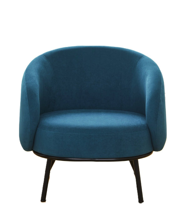 English Elm Mid-century Velvet Barrel Chair with Channel Tufting and Slim Metal Legs for Any Room Antique blue green B2735P507383