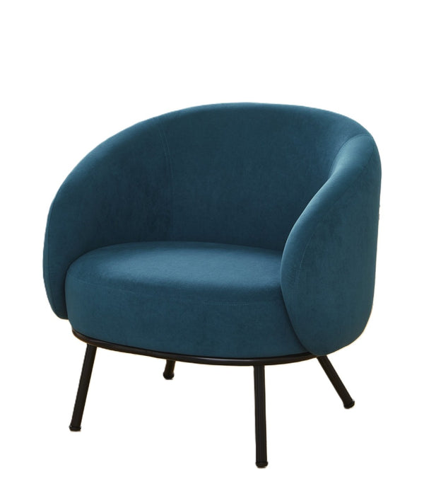 English Elm Mid-century Velvet Barrel Chair with Channel Tufting and Slim Metal Legs for Any Room Antique blue green B2735P507383