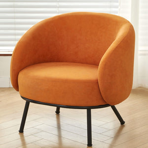 English Elm Mid-century Velvet Barrel Chair with Channel Tufting and Slim Metal Legs for Any Room Orange B2735P507384