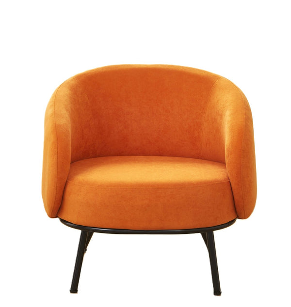 English Elm Mid-century Velvet Barrel Chair with Channel Tufting and Slim Metal Legs for Any Room Orange B2735P507384