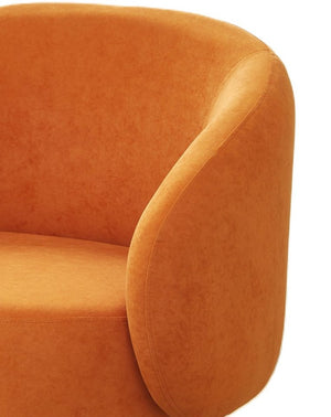 English Elm Mid-century Velvet Barrel Chair with Channel Tufting and Slim Metal Legs for Any Room Orange B2735P507384