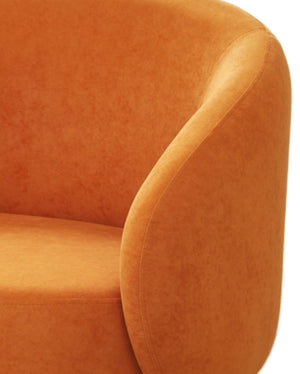 English Elm Mid-century Velvet Barrel Chair with Channel Tufting and Slim Metal Legs for Any Room Orange B2735P507384