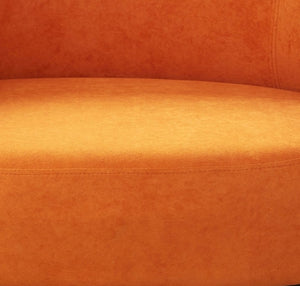 English Elm Mid-century Velvet Barrel Chair with Channel Tufting and Slim Metal Legs for Any Room Orange B2735P507384