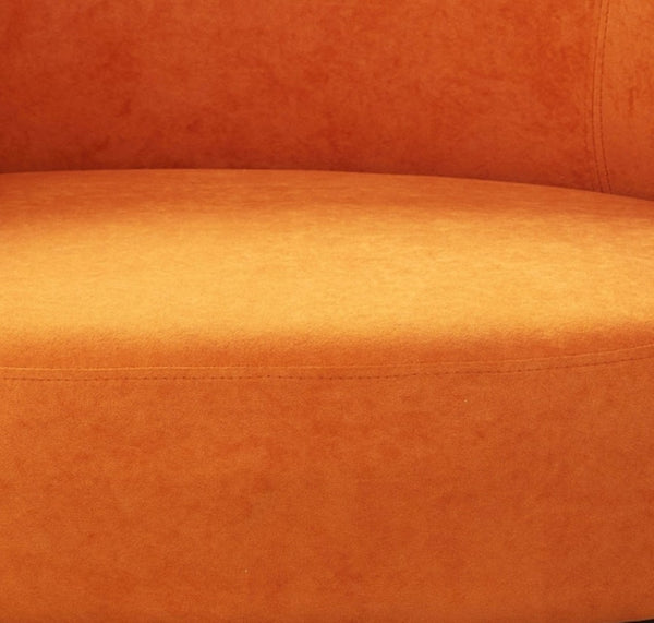 English Elm Mid-century Velvet Barrel Chair with Channel Tufting and Slim Metal Legs for Any Room Orange B2735P507384