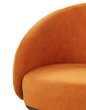 English Elm Mid-century Velvet Barrel Chair with Channel Tufting and Slim Metal Legs for Any Room Orange B2735P507384