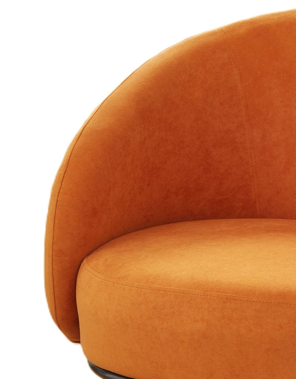 English Elm Mid-century Velvet Barrel Chair with Channel Tufting and Slim Metal Legs for Any Room Orange B2735P507384