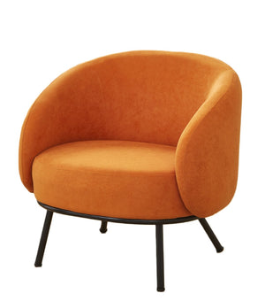 English Elm Mid-century Velvet Barrel Chair with Channel Tufting and Slim Metal Legs for Any Room Orange B2735P507384