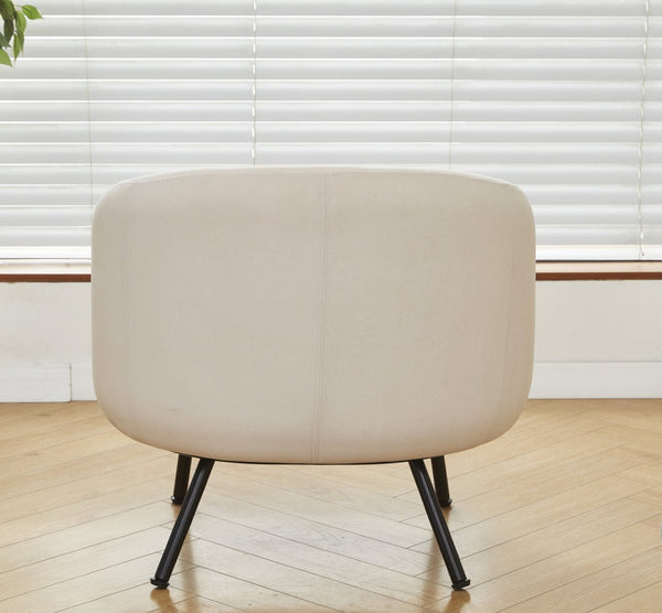 English Elm Mid-century Velvet Barrel Chair with Channel Tufting and Slim Metal Legs for Any Room Beige B2735P507385