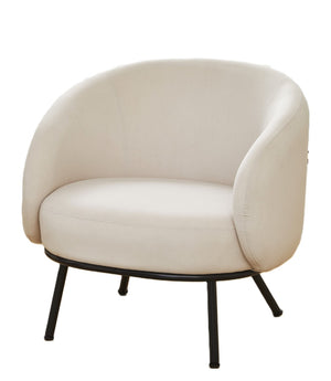 English Elm Mid-century Velvet Barrel Chair with Channel Tufting and Slim Metal Legs for Any Room Beige B2735P507385