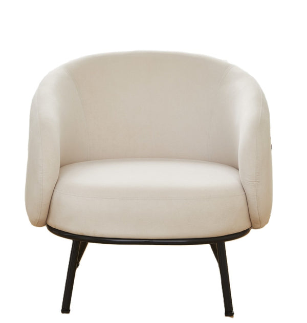 English Elm Mid-century Velvet Barrel Chair with Channel Tufting and Slim Metal Legs for Any Room Beige B2735P507385