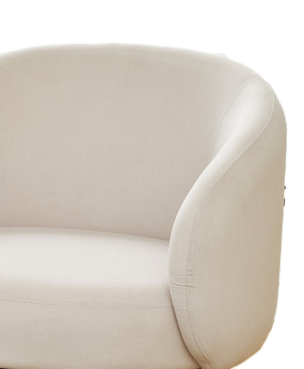 English Elm Mid-century Velvet Barrel Chair with Channel Tufting and Slim Metal Legs for Any Room Beige B2735P507385