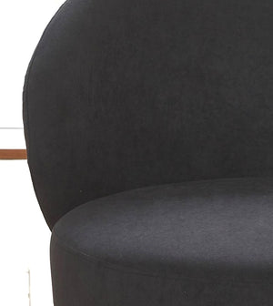English Elm Round Velvet Barrel Accent Chair Mid Century Silhouette with Sleek Metal Legs for Any Room Black B2735P507571